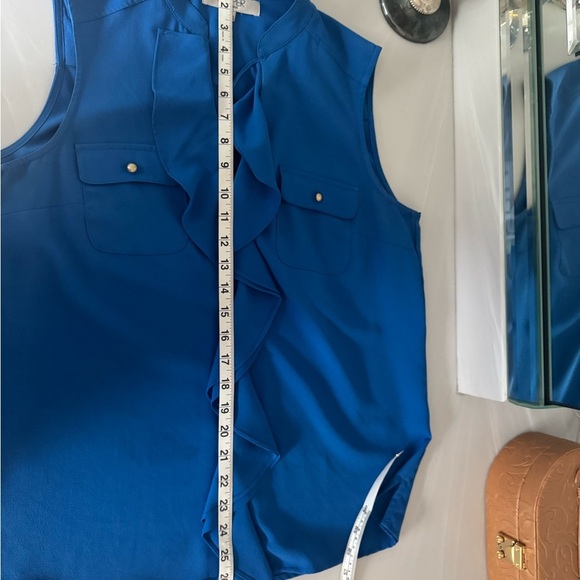 Kasper Royal Blue Ruffle Front Blouse US M - Picture 6 of 7